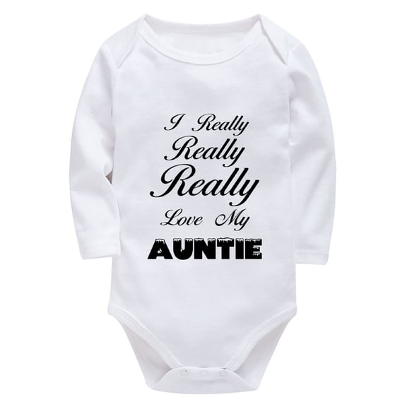 I Really Really Really Love My Auntie Coming Home from Hospital Outfit Long Sleeve Baby Boy Outfits Newborn White Baby Boy S