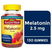 Nature Made Melatonin 2.5 mg Gummies, 100% Drug Free Sleep Aid for Adults, 130 Count