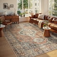 thumbnail image 3 of Lahome Oriental 8x10 Washable Area Rug, Vintage Accent Carpet, Stain Resistant Non-Slip Mat for Living Room, Bedroom, Dining Room and Office (Terracotta), 3 of 6