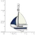 thumbnail image 2 of 925 Sterling Silver Rhodium Plated Polished Enameled Sailboat Pendant Necklace 32.55mm long Pendant for Women, 2 of 2