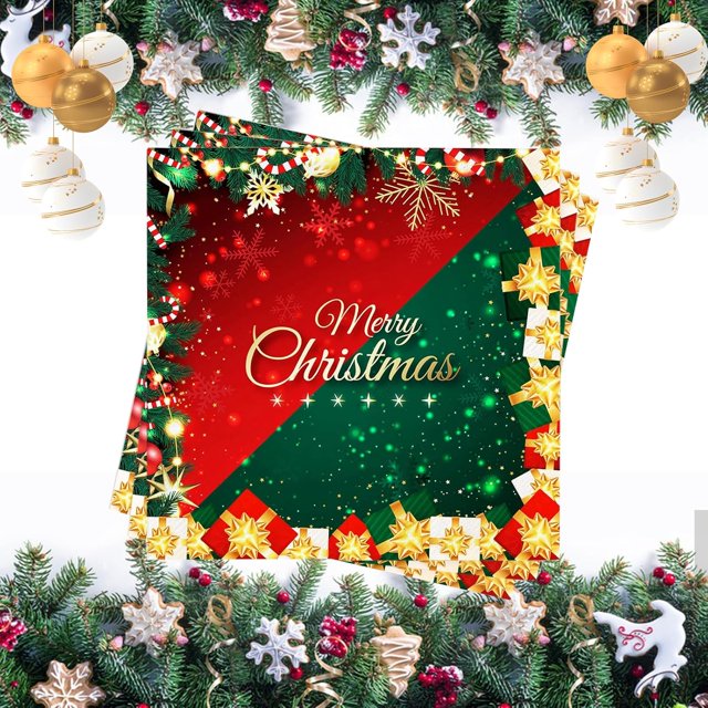 Servilletas de Navidad, 40 Servilletas Rojas y Verdes,Servilletas desechables,Servilletas de Navidad para decoración de mesa de Navidad,para Suministros de Fiesta de Navidad de Té Almuerzo Festivo