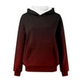 thumbnail image 4 of Trendy Hoodies for Women Cotton Gradient Color Pocket Fall Winter Loose Hooded Sweatshirt with Thin Fleece Lined (XL, Wine 01), 4 of 4