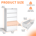 thumbnail image 3 of Hassch 5-Drawer File Cabinet with Lock, Home Office Metal Filing Cabinet for Legal/Letter/A4/F4 Size, White, 3 of 8