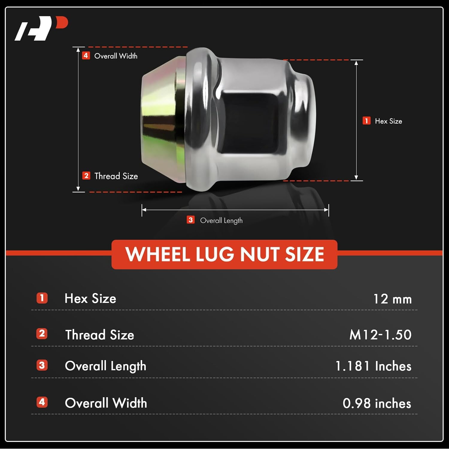 A-Premium 20pcs Wheel Lug Nuts M12 x 1.5 Chrome Conical Seat Lug Nuts Compatible with BMW Chrysler Dodge Ford Honda Jeep Capped Nut 6509769AA