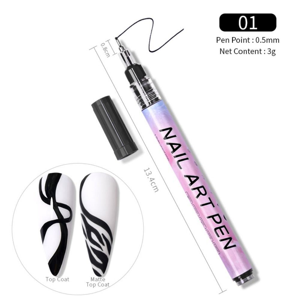 2PCs Plastic Oily Brush Nail Hook Liner Manicure Tool Painting Liner