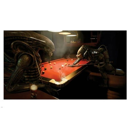 Alien Vs Predator Playing Pool Game Poster 24X36 Funny Humorous (Best Sci Fi Posters)