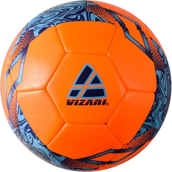 Vizari Toledo Soccer Ball | Sizes 3, 4, 5 | Durable TPU | Perfect for Training & Matches | Indoor & Outdoor Play - ORANGE/BLUE, 5