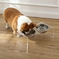 thumbnail image 5 of THE LICKER STORE Keaton 7.5" Medium/Large Modern Acrylic Rectangular Elevated Pet Feeder with 54oz 2-Stainless Steel Bowls, Clear/Chrome, DBL2001A, 5 of 8