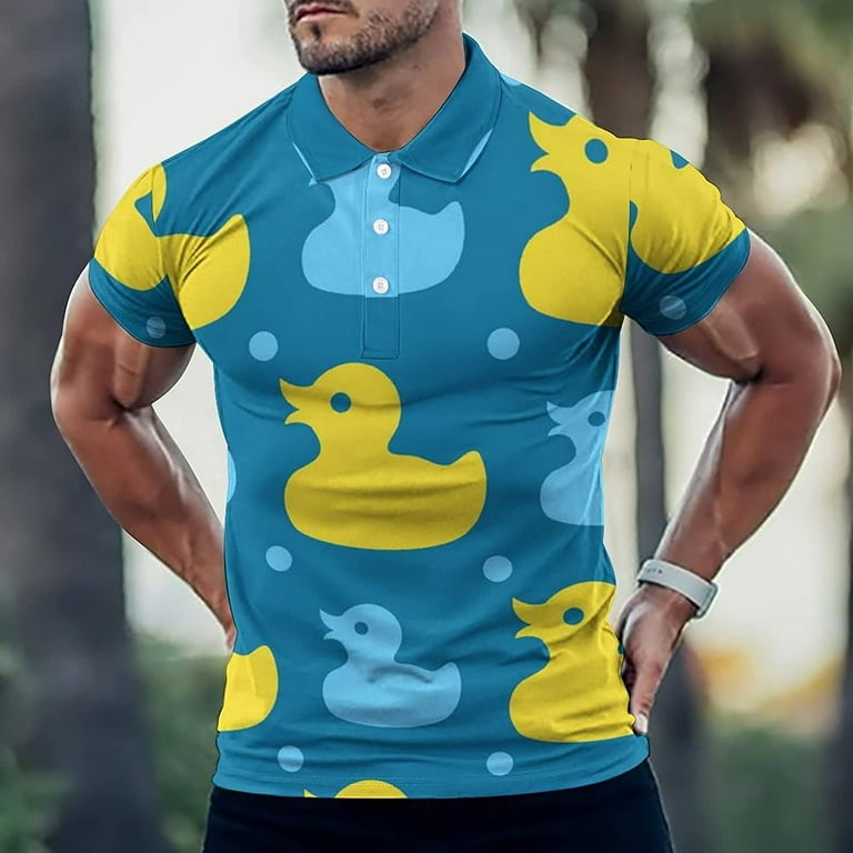 Yellow Rubber Duck and Dolden Crown Mens Short-Sleeved Shirt Casual Button  Down Shirts Summer Beach Shirt : Clothing, Shoes & Jewelry 