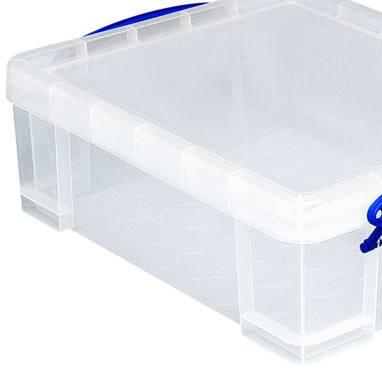 Really Useful Box 4 Liter Plastic Stackable Storage Container w/ Snap Lid &  Built-In Clip Lock Handles for Home & Office Organization, Clear (3 Pack)