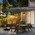 thumbnail image 2 of Costway 10 FT Solar Offset Hanging Umbrella with 96 Solar Multi-colored Flowing LED Lights Gray, 2 of 10