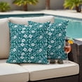 thumbnail image 4 of Green White Floral Outdoor Waterproof Pillow Covers, Farmhouse Retro Botanical Leaves Decorative Square Throw Pillowcase Sofa Cushion Sham for Patio/Couch/Chair, 18"x18" 2 Pack, 4 of 8