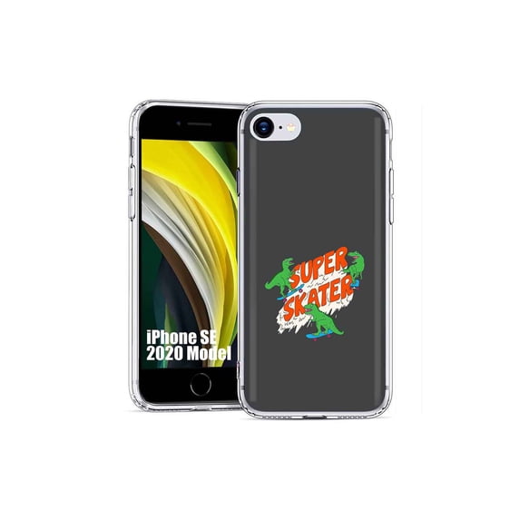 TalkingCase Slim Phone Case Cover Compatible for Apple iPhone SE 2022/3rd/2020/8/7, Dinosaur Skater Print, USA