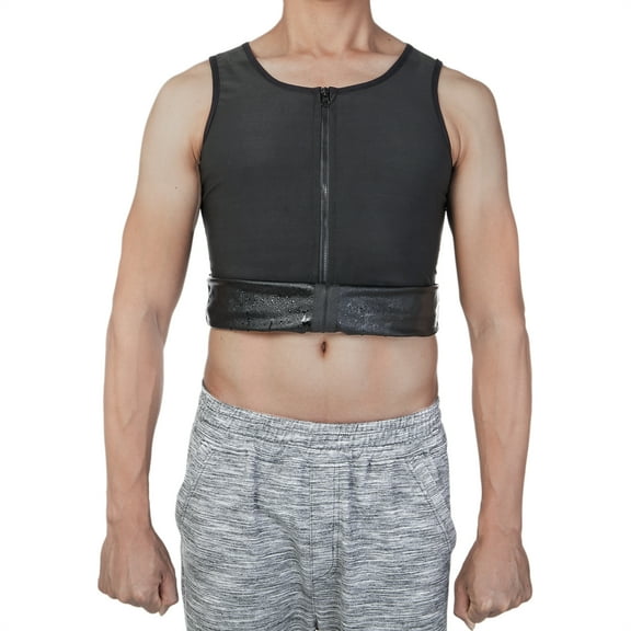 Men Sauna Tank Top Body Shaper Corset Vest Weight Loss Sweat Waist Trainer Tank Top Shapewear, Black, S