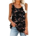 thumbnail image 2 of Cagogo Women's Spaghetti Strap Sleeveless Pleated Tank Tops Under $10 Trendy Basic Floral Printed Scoop Neck Flowy Cami Tshirt Dressy Casual Summer Tanks Clothes, 2 of 6