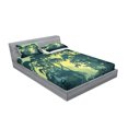 thumbnail image 2 of Ambesonne Nature Fitted Sheet & Pillow Sham Set, Mist Forest Trees Scene, Queen, Hunter and Green, 2 of 2