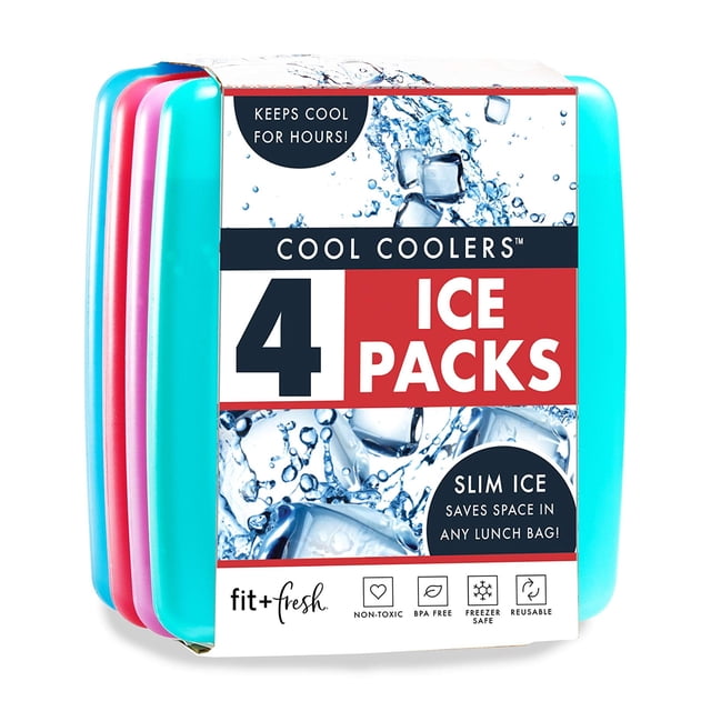 Enfriadores Ice Packs Fit & Fresh Cool, paquete de 4, delgados y reutilizables