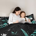 thumbnail image 5 of jejeloiu Cyan Fungus Mushroom Queen Comforter Set,Bohemian Rustic Plant Bedding Comforter Set For Adults Reversible 3-Piece, 5 of 8
