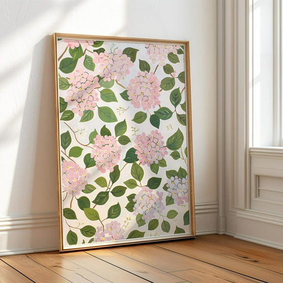 Hydrangea Pattern, Christian Wall Art, Coastal Granddaughter Flower Print, Dorm Room Pink Wall Art, Colorful Art Wall Art, Modern Wall Decor, 8x12 UNFRAMED