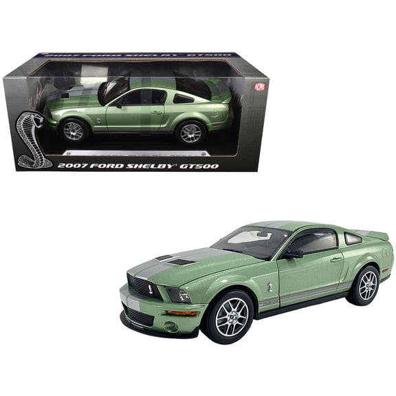 2007 Ford Shelby GT500 Lime Green Metallic with Silver Stripes "Shelby Collectibles" Series 1/18 Diecast Model Car by ACME