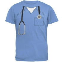 Halloween Doctor Scrubs Costume Carolina Blue Adult T-Shirt - X-Large