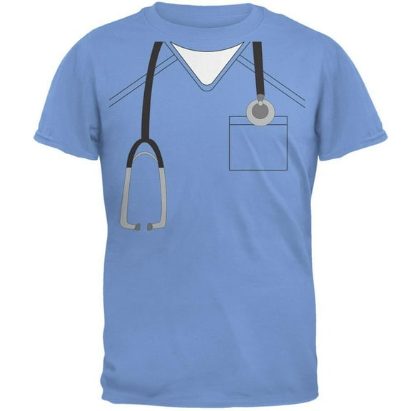 Halloween Doctor Scrubs Costume Carolina Blue Adult T-Shirt - X-Large