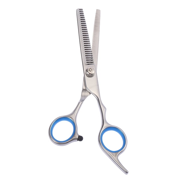 Tijeras de adelgazamiento de 6,57 pulgadas de longitud para cabello largo, corto, grueso, duro y suave para hombres y mujeres con anillo de junta azul