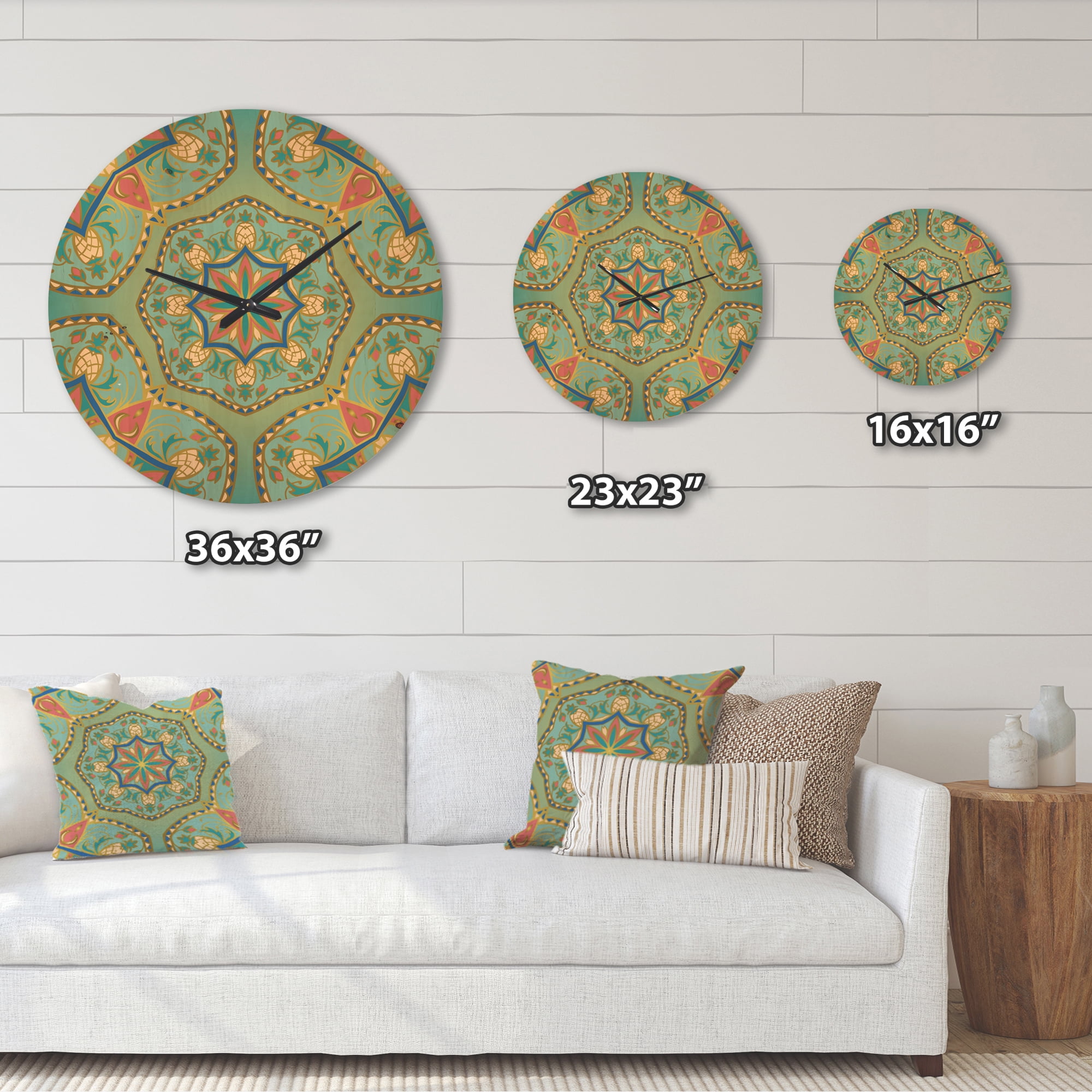 Designart 'Pinapple Ornament Oriental Mandala' Vintage Wood Wall Clock