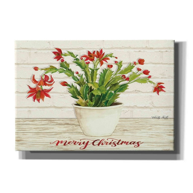 Epic Graffiti 'Christmas Cactus - Merry Christmas' by Cindy Jacobs, Canvas Wall Art, 26"x18"