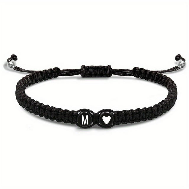 Heart Initial Bracelets 26 Letters Initial Bracelet A-Z Braided Bracel