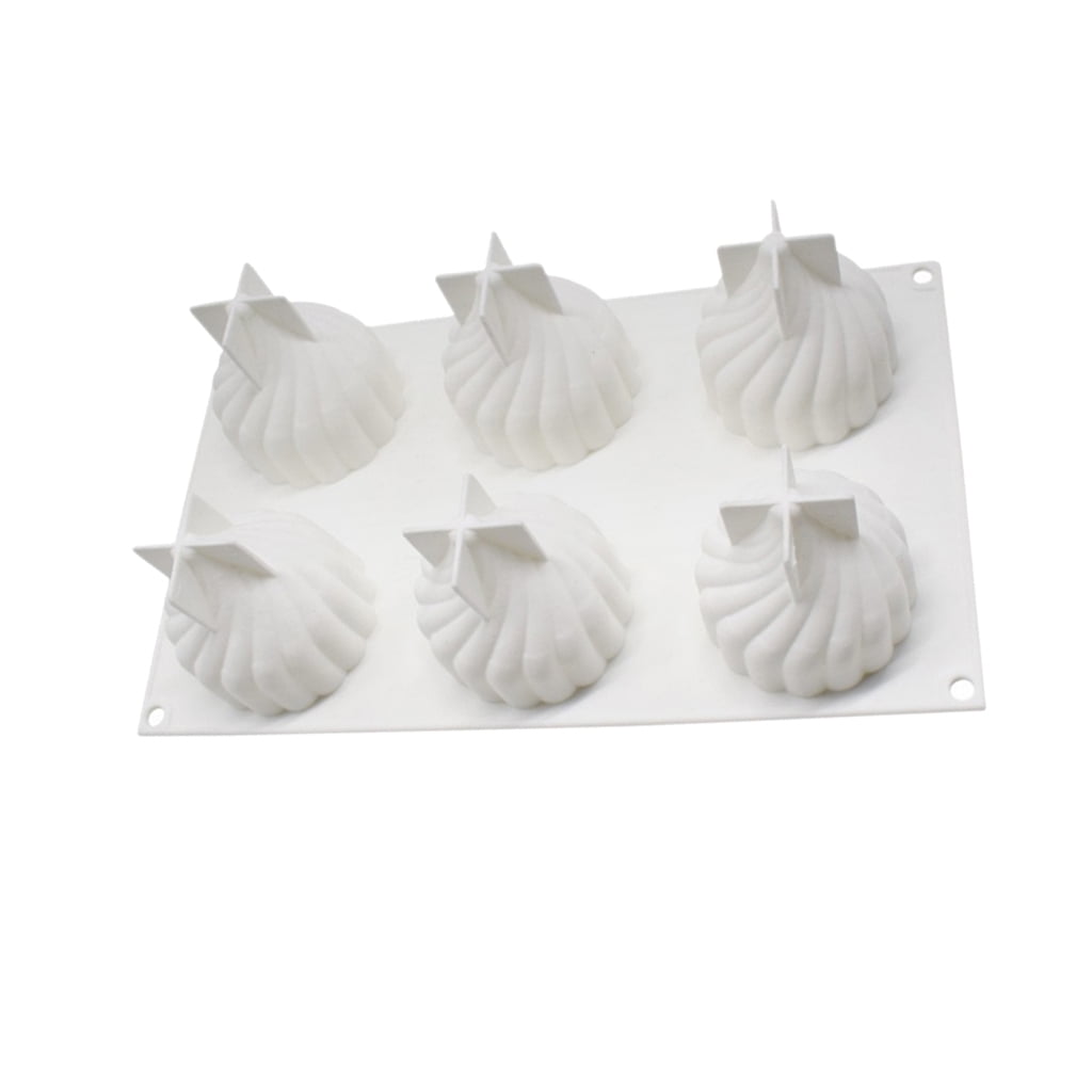 6 Cavity Whirlwind Candy Mold Tray Silicone Baking Pan Cake Mould Mousse 