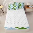 thumbnail image 4 of Homewish Bohemian Swirl Lines Zipper Twin Comforter Sets with Fitted Sheet and 2 Pillowcases,Modern Geometric Zipper Bedding Set,Blue Green,Reversible,4pcs, 4 of 8