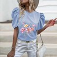 thumbnail image 2 of Gibobby Casual Playera de Manga Corta para Mujer Camiseta manga corta con cuello redondo y estampado flores para mujer(BU2,M), 2 of 5