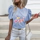 thumbnail image 2 of Gibobby Casual Playera de Manga Corta para Mujer Camiseta manga corta con cuello redondo y estampado flores para mujer(BU2,M), 2 of 5