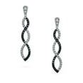 thumbnail image 2 of Bling Jewelry Womens Black & White Cubic Zirconia Pave Statement Long Infinity Twist Drop Earrings, 2 of 7