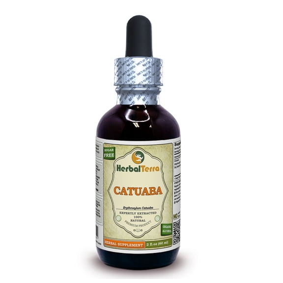 Catuaba Dry Bark Absolutely Natural Expertly Extracted by Trusted HerbalTerra Brand Certified Organic Alcohol-Based Liquid Extract. Proudly made in USA. Tincture 2 Fl.Oz