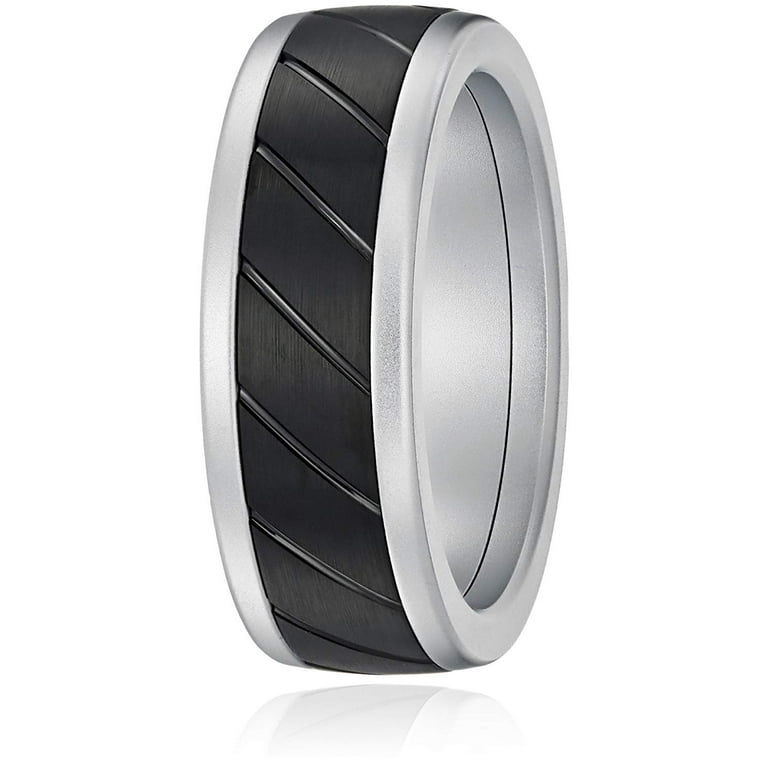 Sapphire Tungsten and Titanium 8mm Matte Finish with Etched Black