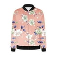 thumbnail image 6 of Feancey Womens Trendy Bomber Jacket Lightweight Casual Floral Print Zip up Jackets Coat Outdoor Windproof Moto Jackets Fall Plus Size Outerwear with Pockets Orange S, 6 of 6