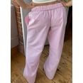 thumbnail image 2 of Women Y2k Casual Pants Stripe Elastic Waist Baggy Straight Leg Pants Streetwear with Pockets, 2 of 6