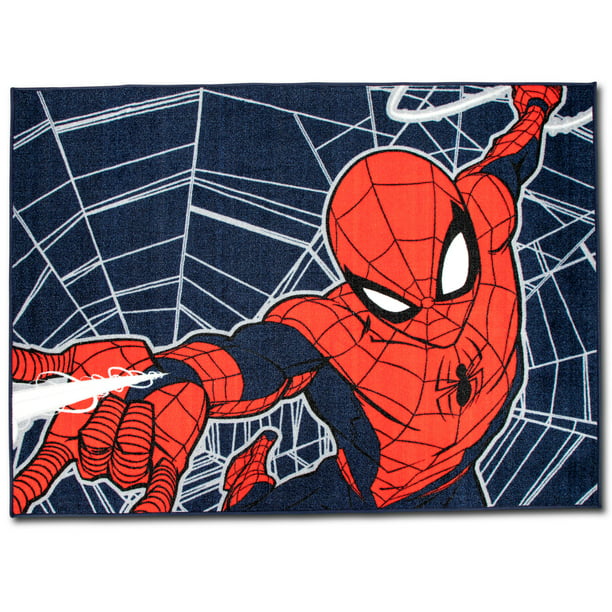 Spiderman Indoor Web Swing Nylon Room Rug, Blue,  feet x  feet -  