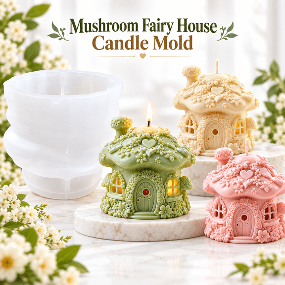 Mushroom House Silicone Candle Mold - 3D Fairy-Tale Style Mold for DIY Candle Making, Epoxy Resin Molds for Mushroom-Shaped Candles, Home Decor, Birthday Gifts, Christmas & Halloween