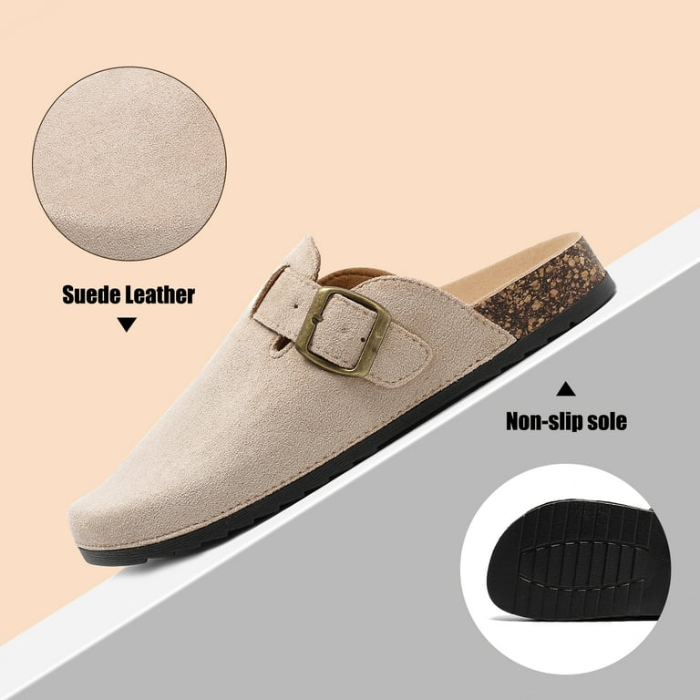 Arch Support Clogs Women's Suede Mule Clogs - Cork Footbed, Arch ...