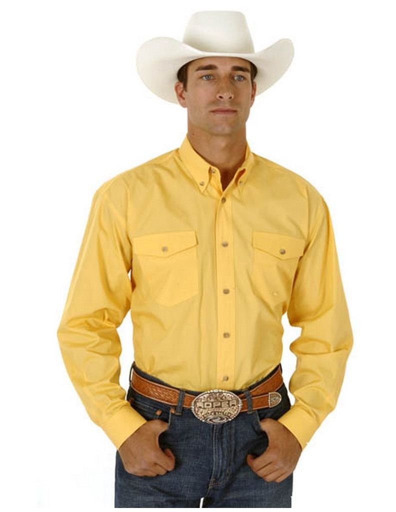 Roper Western Shirt Mens L/S Button Tall Yellow 03-001-0665-0030 YE ...