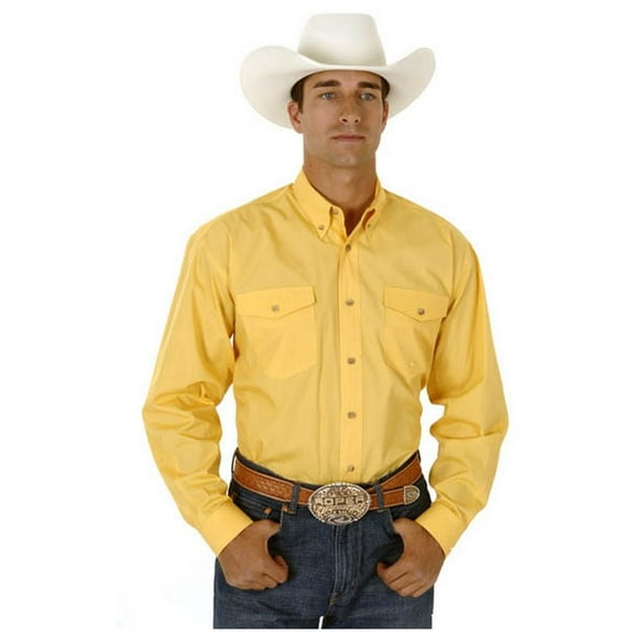 Roper Men's Solid Poplin Long Sleeve Western Shirt Big And Tall Yellow XXXX-Large Tall