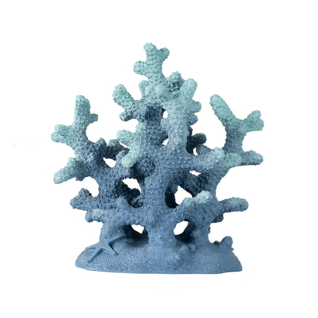 Estatua de coral de resina Elegondrar 7.1 H con decoración de coral azul