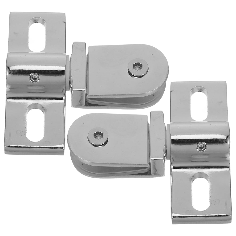 Hoement 1 Set Pivot Hinges – Zinc Alloy Cabinet Clamp For Shower Doors, Bidirectional Opening, Easy Install, Includes Screws & Gaskets, Silver Finish