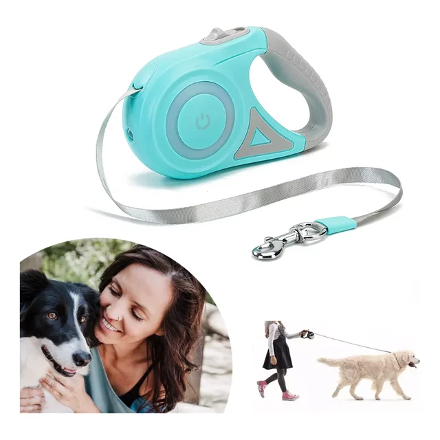 Correa Retráctil Automática Para Perro Linterna Led 5m