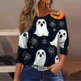 thumbnail image 4 of Hvot&aat Halloween Shirts for Women Funny Cute Ghost Graphic Sweatshirts Halloween Pumpkin/Bat/Spiderweb Prints Loose Casual T-Shirts, 4 of 6