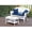 White and Blue/Wicker, variant on Jeco White Wicker Patio Love Seat And Coffee Table Set With Midnight Blue Cushion-Color:White and Blue,Material:Wicker