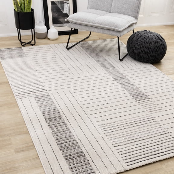 Rug Branch Contemporary Stripes White Indoor Area Rug - 8' x 11'